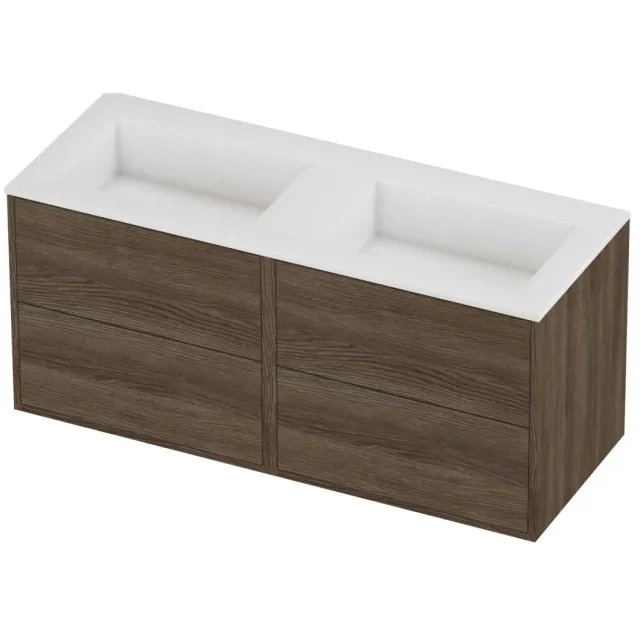 Proline Aristo Badmeubelset Polystone Elegant Zonder Gat 120x46x54 cm Glans Wit Vital Oak Eiken