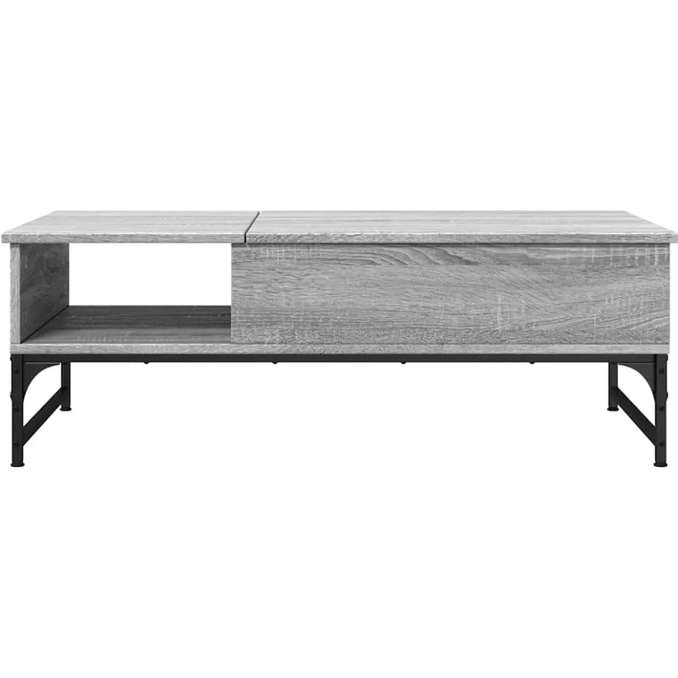 vidaXL Salontafel 100x50x35 cm bewerkt hout en metaal grijs sonoma, foto 4