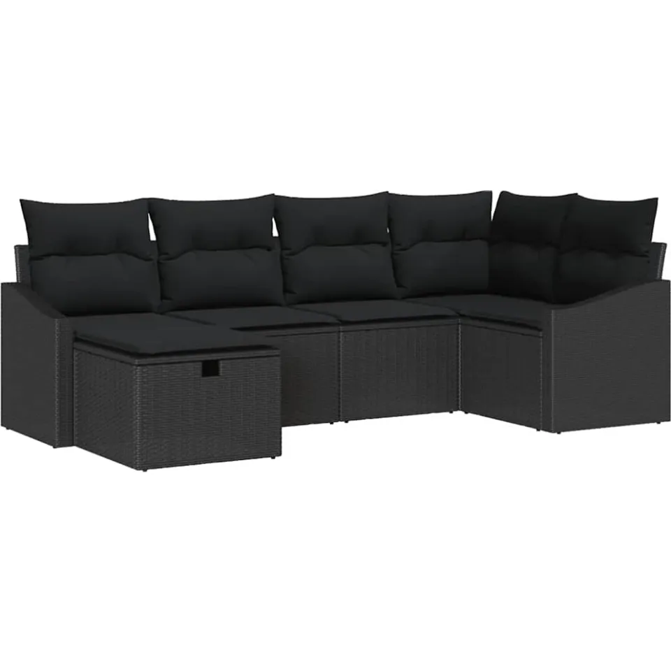 vidaXL Bankstel 6 st Zwart poly rattan
