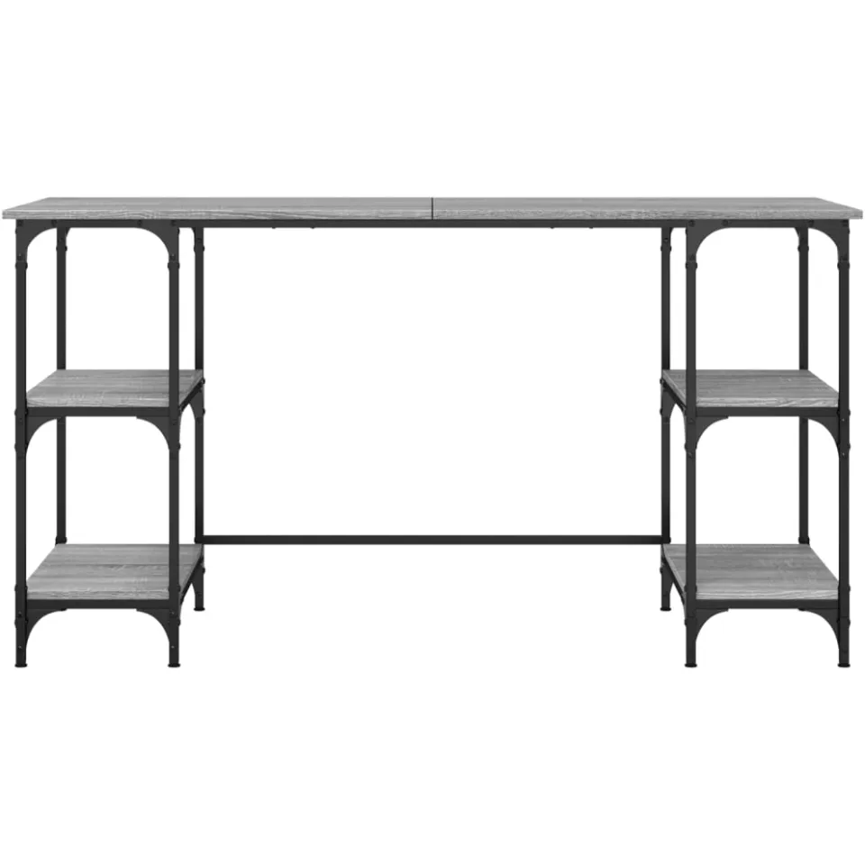 vidaXL Bureau 140x50x75 cm metaal en bewerkt hout grijs sonoma eiken, foto 4
