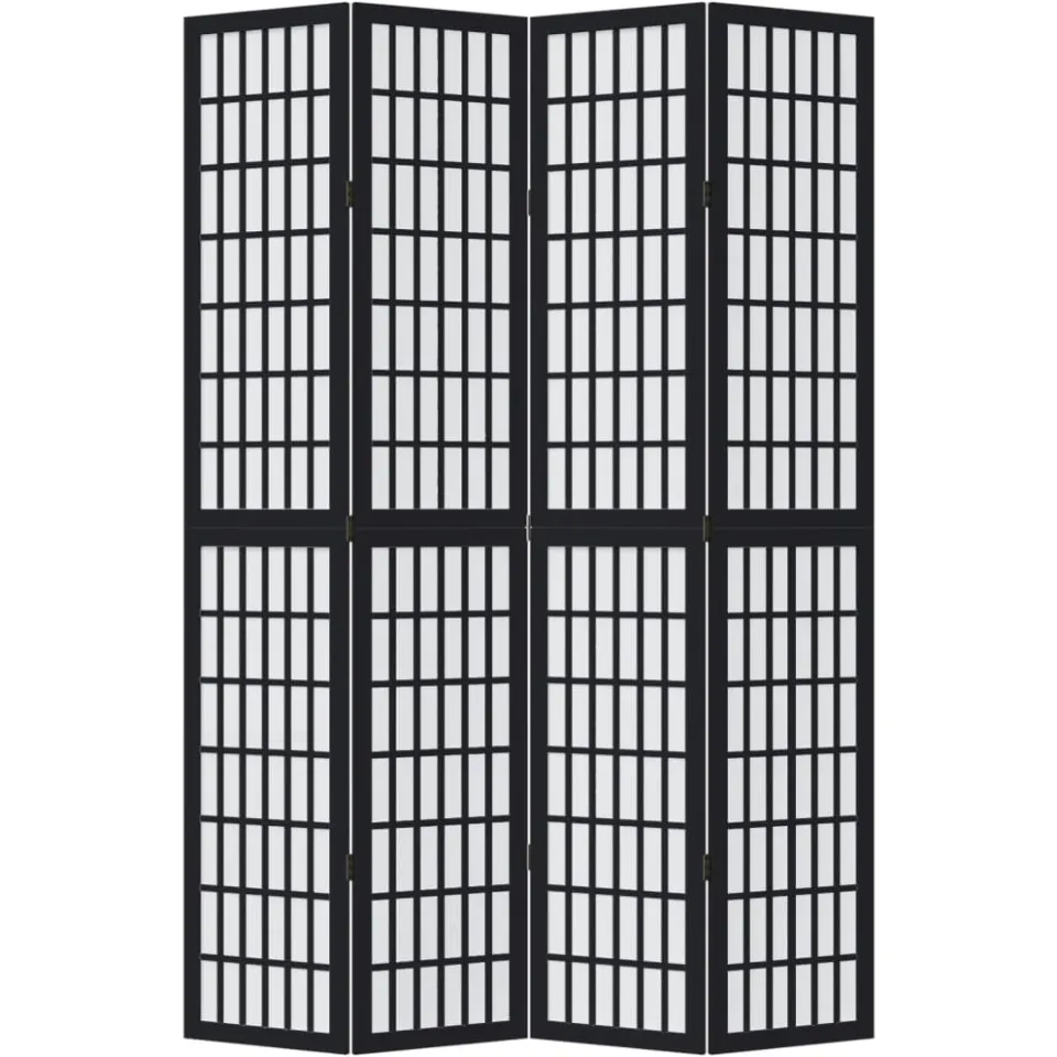 vidaXL Kamerscherm met 4 panelen massief paulowniahout zwart, foto 4