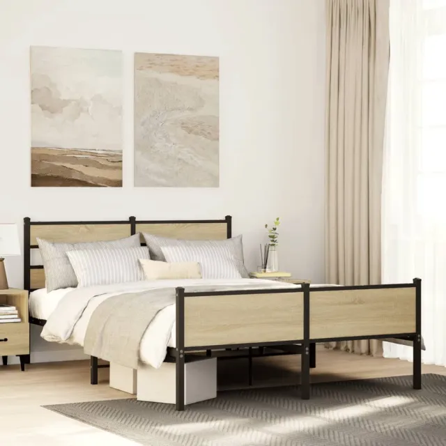 vidaXL Bedframe zonder matras hout sonoma eikenkleurig 140x190 cm