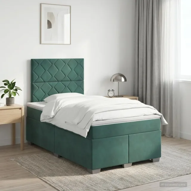 vidaXL Boxspringbed met matras Donkergroen 120 x 200 cm Fluweel