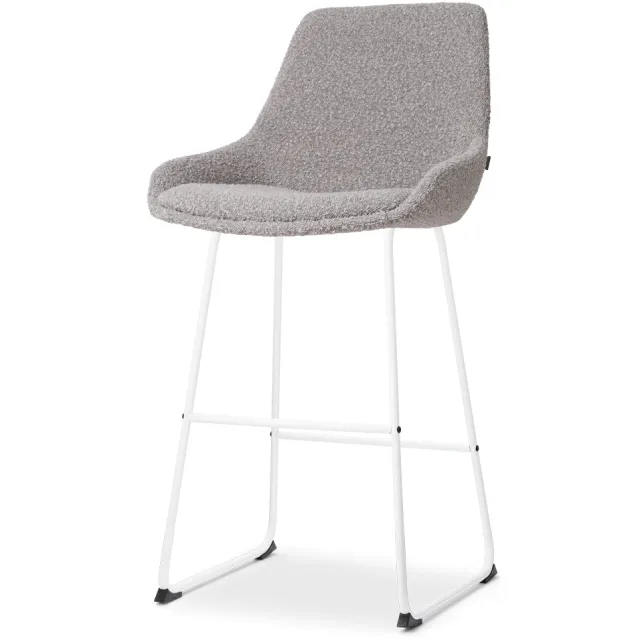 Nolon Nino-Isa barkruk bouclé taupe - wit onderstel - 75 cm