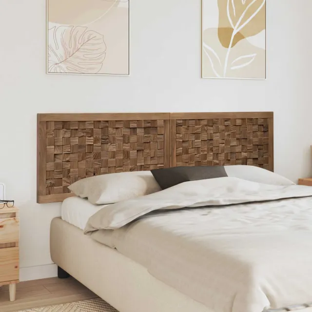 vidaXL Bed Hoofdbord Naturel Massief Teakhout Bruin