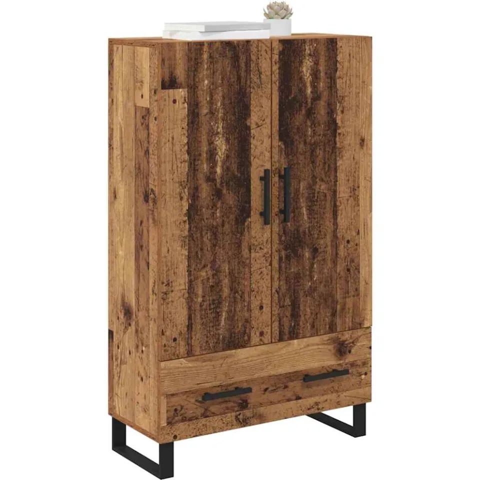 vidaXL Highboard Oud Hout 69,5 x 30 x 115 cm Bewerkt hout Bruin