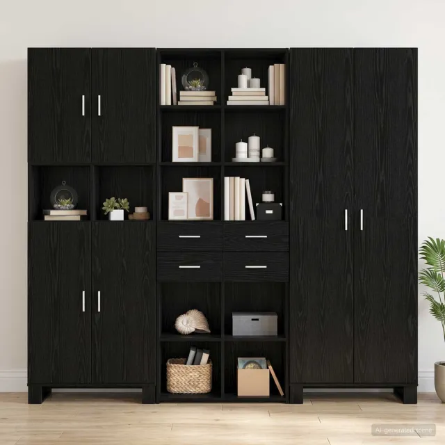 vidaXL Boekenkast Zwart eiken 30 x 42.4 x 185.2 cm Bewerkt hout, foto 2