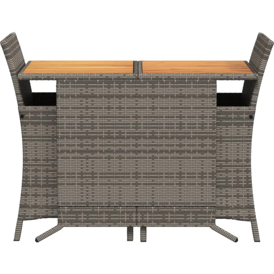 vidaXL 3-delige Bistroset met kussens poly rattan grijs, foto 2