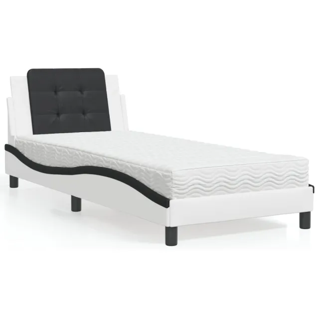 vidaXL Bed met matras Zadar kunstleer zwart en wit 80x200 cm