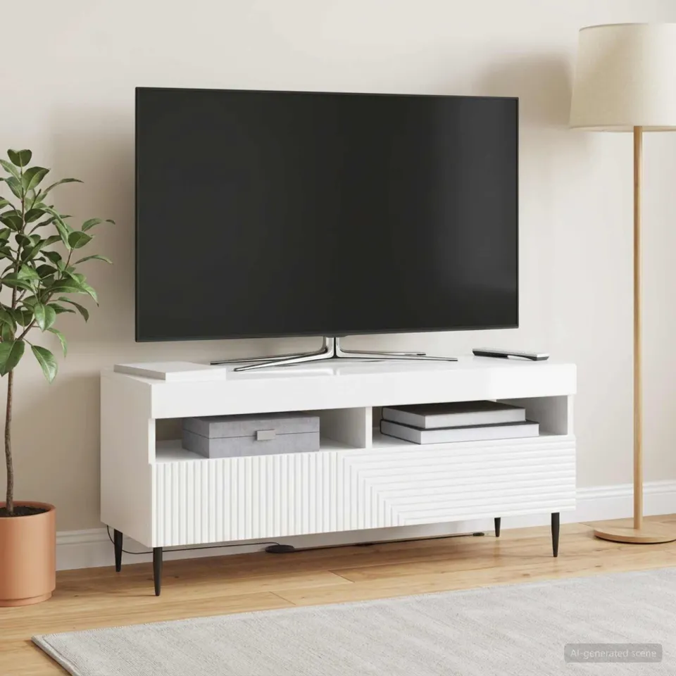 vidaXL LED tv-meubel HAARLEM 100 x 35 x 43 cm Hoogglans Wit, foto 4