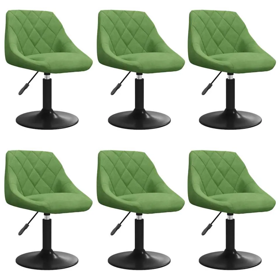 vidaXL Eetkamerstoelen draaibaar 6 st fluweel lichtgroen groen, foto 3