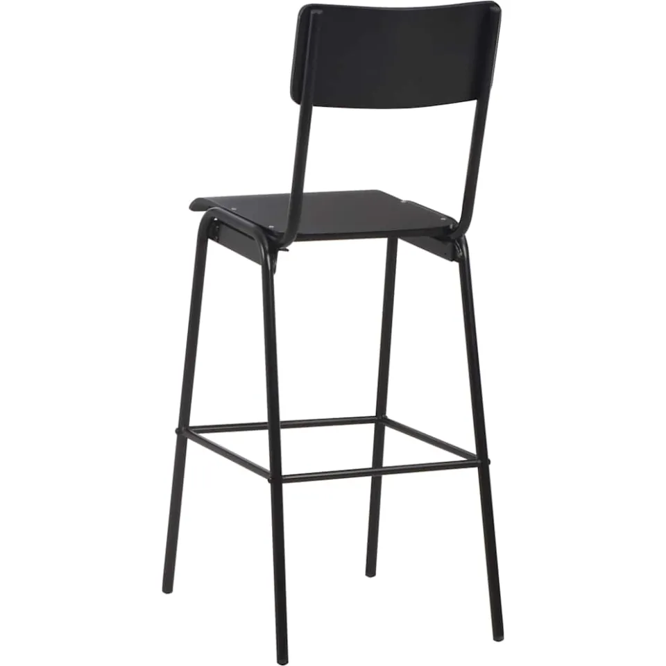 vidaXL Barstoelen 2 st massief multiplex staal zwart, foto 4