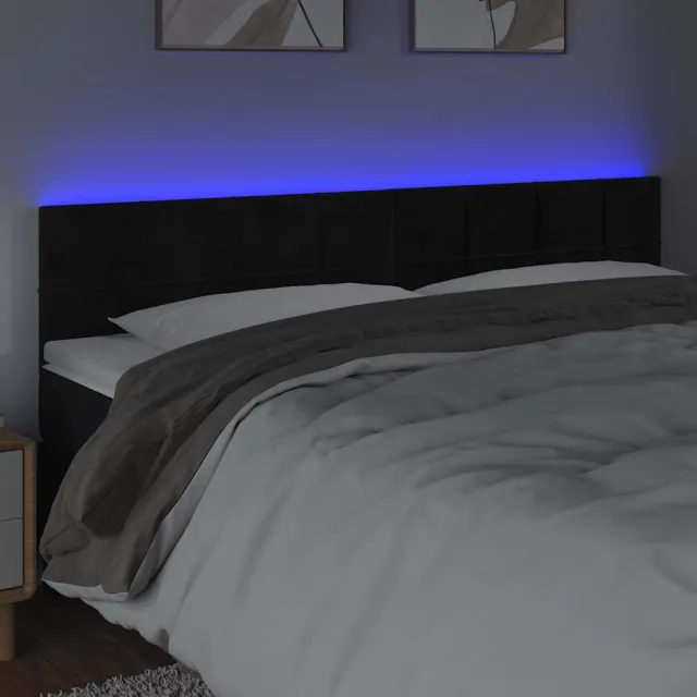 vidaXL Hoofdbord LED 180x5x78/88 cm fluweel zwart