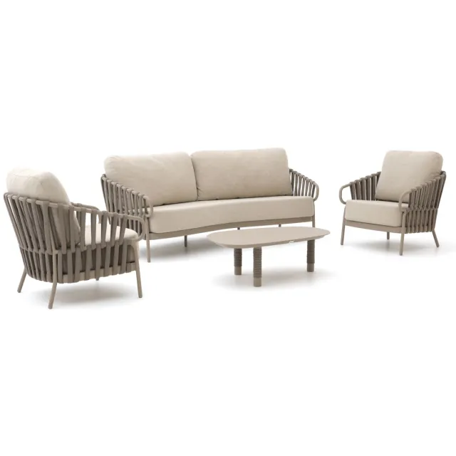 Tierra Outdoor Nuri/Moretti stoel-bank loungeset 4-delig 5-zits Taupe