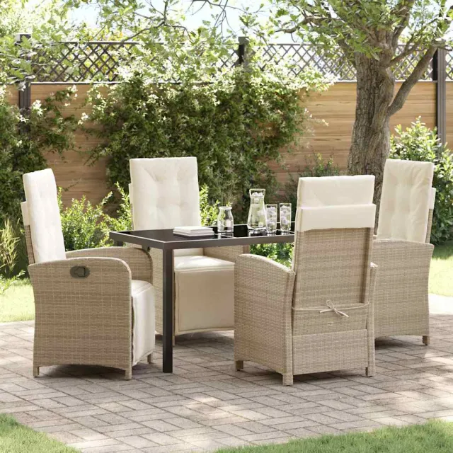 vidaXL Tuin eettafelset 5 st Beige poly rattan