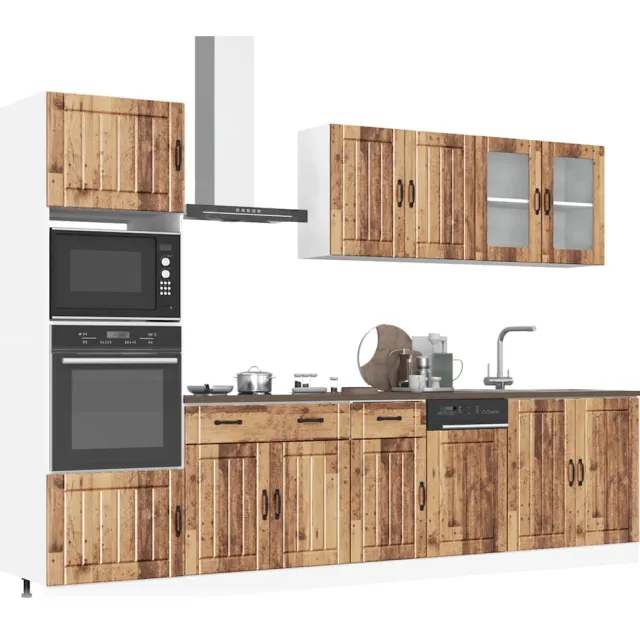 vidaXL 7-delige Keukenkastenset Kalmar bewerkt hout oud houtkleurig bruin