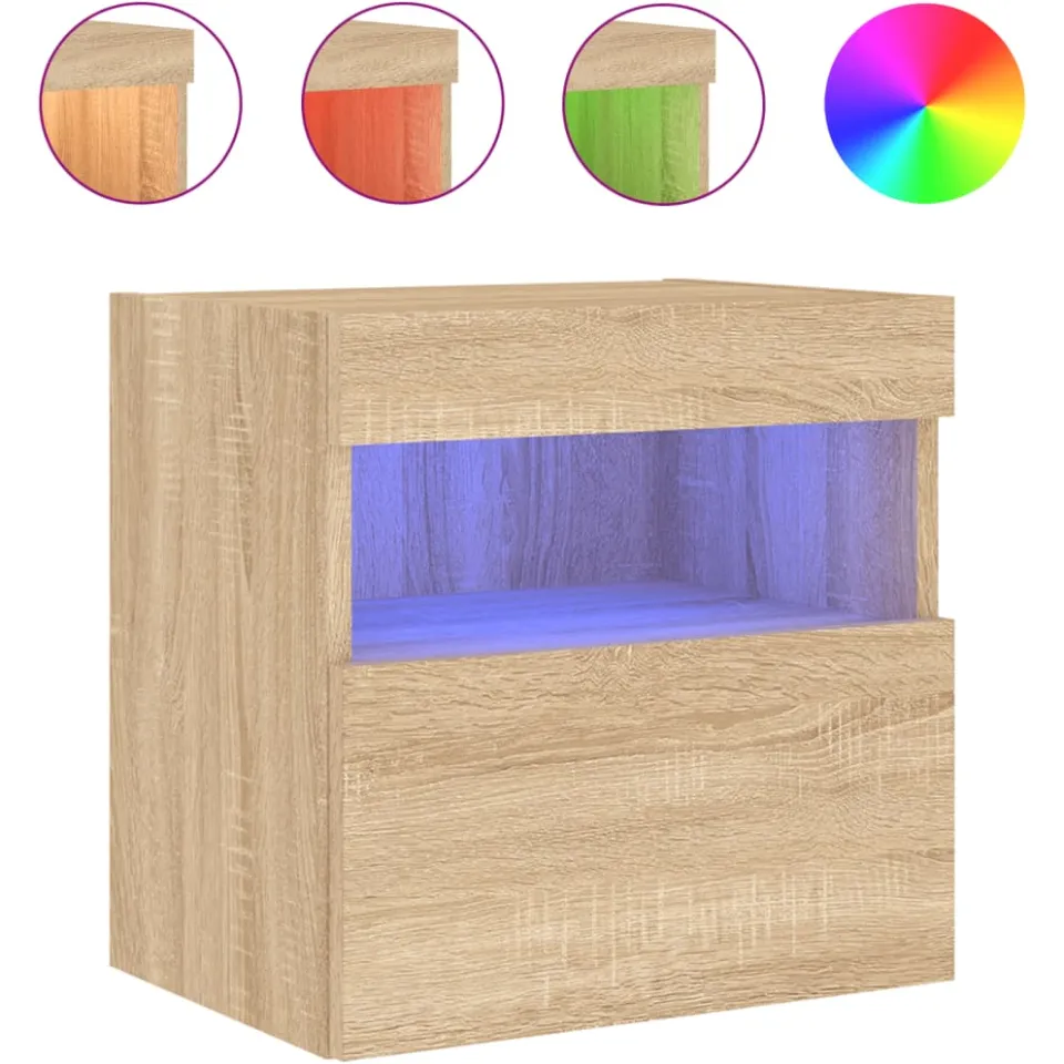 vidaXL Tv-wandmeubel met LED-verlichting 40x30x40 cm sonoma eikenkleur Bruin