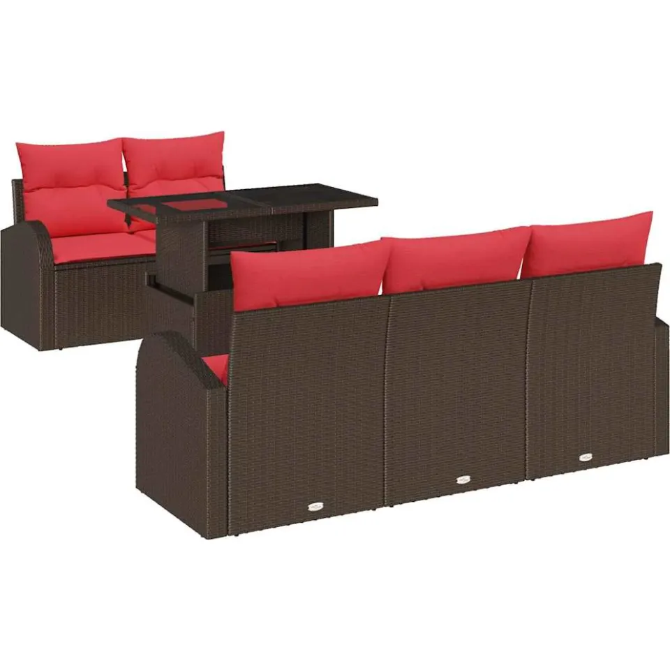 vidaXL Tuin Sofa Set 6 st Bruin poly rattan, foto 4