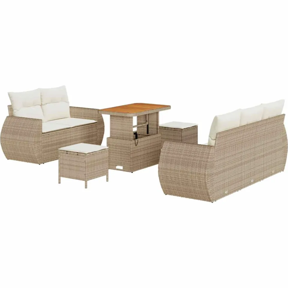 vidaXL Tuinbankenset 8 st Beige poly rattan
