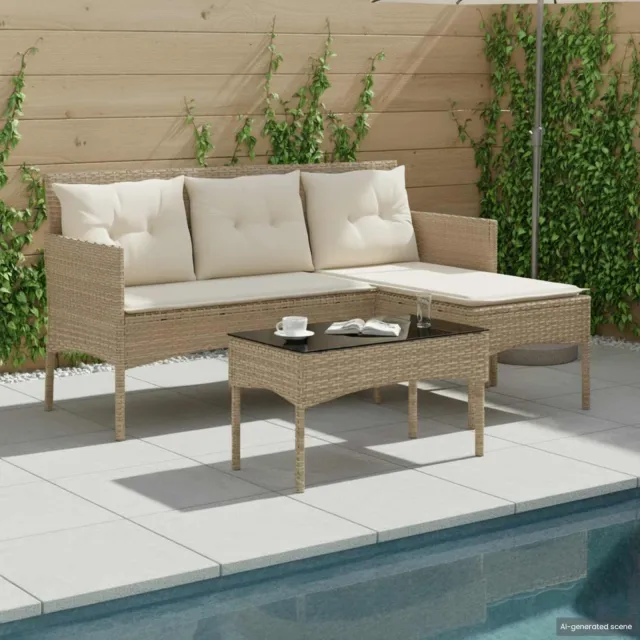 vidaXL Tuinbankenset 2 st poly rattan Beige