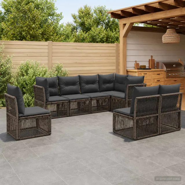 vidaXL Tuinbankenset 8 st Grijs poly rattan, foto 2