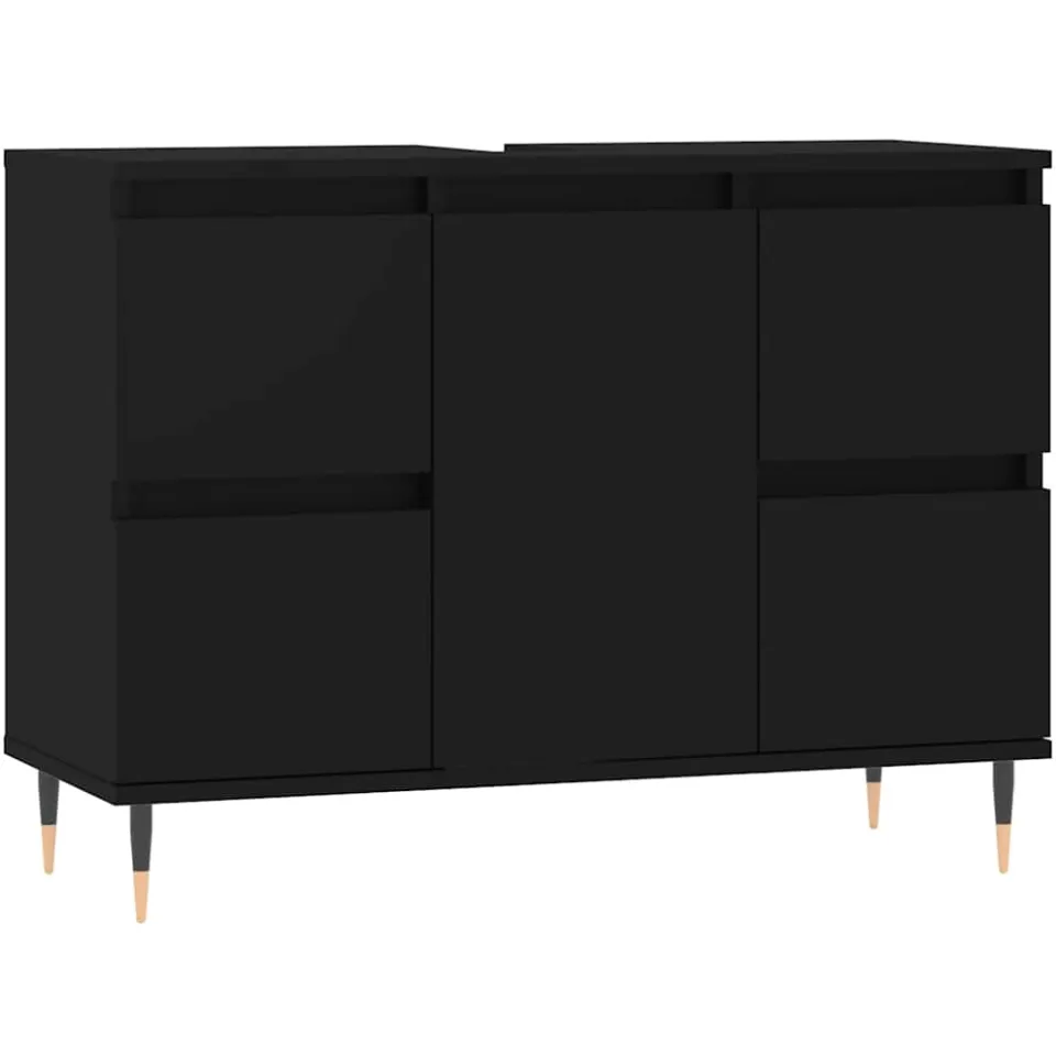 vidaXL Badkamerkast 80x33x60 cm bewerkt hout zwart, foto 3