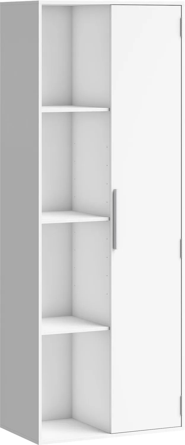 Homona Boekenkast met deuren en verstelbare planken - Met 4 open vakken en kast - 60 x 35 x 160 cm - Wit