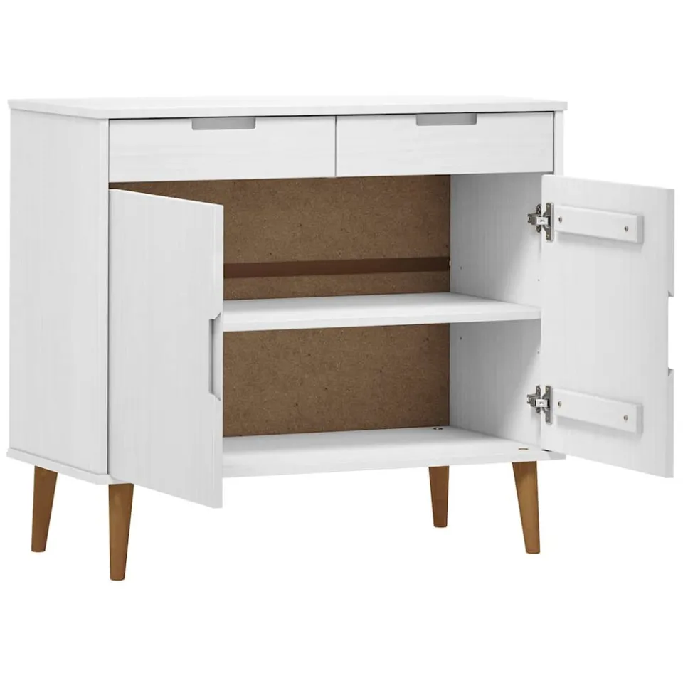 vidaXL Dressoir MOLDE 90x40x80 cm massief grenenhout wit, foto 4
