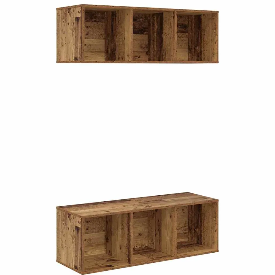 vidaXL Tv-meubelset 2 st 37 x 37 x 107 cm Oud Hout bruin, foto 3