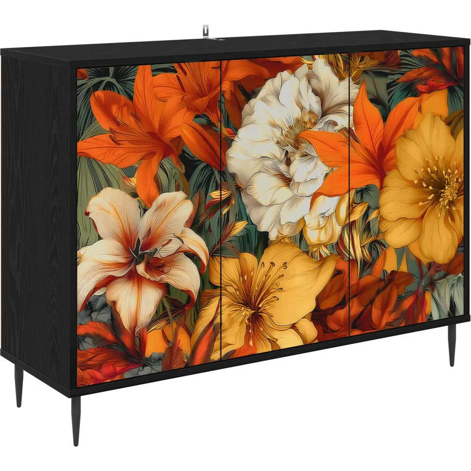 vidaXL Dressoir GENNEP Zwart eiken 102 x 33 x 76 cm Bewerkt hout, foto 3