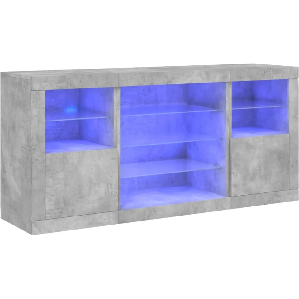 vidaXL Dressoir met LED-verlichting 142,5x37x67 cm betongrijs