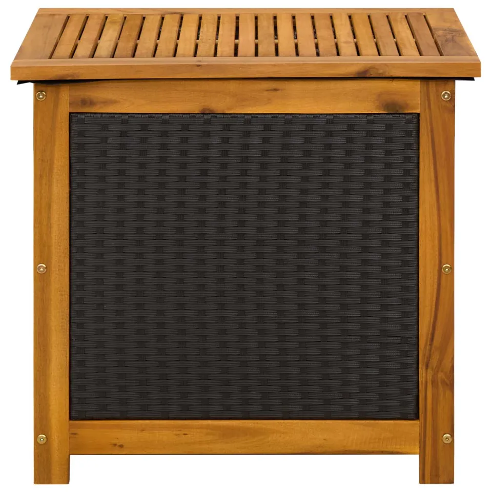 vidaXL Tuinopslagdoos 88 L Massief Acaciahout 60 x 50 x 56 cm Zwart, foto 4