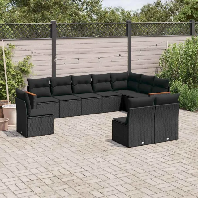 vidaXL Patio Sofa Set 10-zits Black Zwart