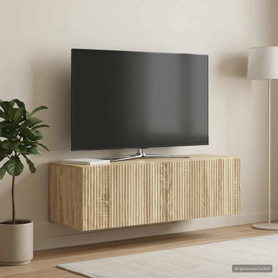 vidaXL Wandbeugel TV-kast 98 x 31 x 30 cm Sonoma Eiken Bewerkt hout, foto 4