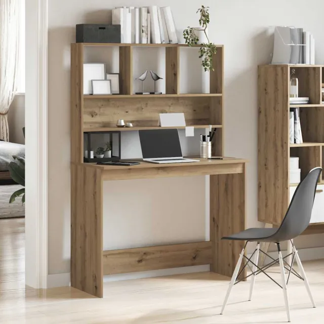 vidaXL Bureau met schappen 102x45x148 cm bewerkt hout artisanaal eiken Bruin