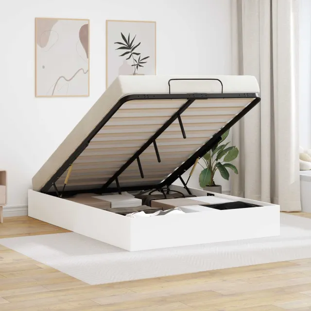 vidaXL Ottoman Bedframe Wit 150 x 200 cm Geconstrueerd hout