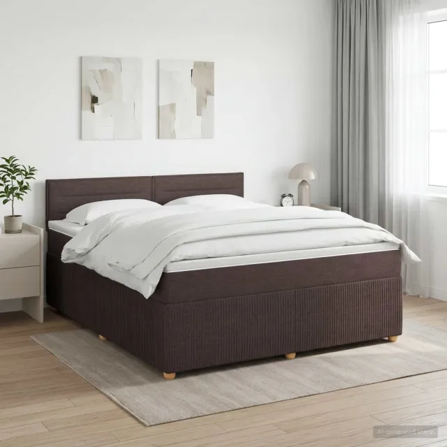 vidaXL Boxspringbed met matras Donkerbruin 160 x 200 cm Stof