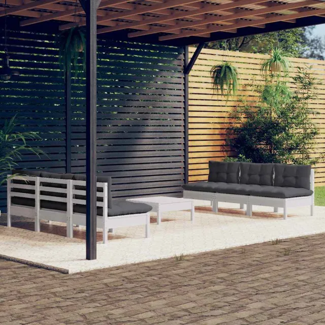 vidaXL 7-delige Loungeset met antracietkleurige kussens grenenhout, foto 2