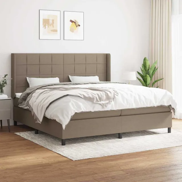 vidaXL Boxspring met matras stof taupe 200x200 cm