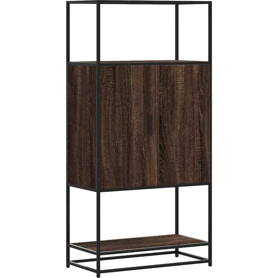 vidaXL Hoge kast 68x35x139 cm bewerkt hout en metaal bruin eikenkleur, foto 3