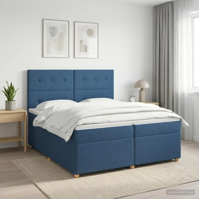 vidaXL Boxspringbed met matras met hoofdeinde Blauw 200 x 200 cm Stof