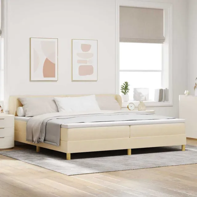 vidaXL Boxspringbed met hoofdeinde Crème 200 x 200 cm Stof