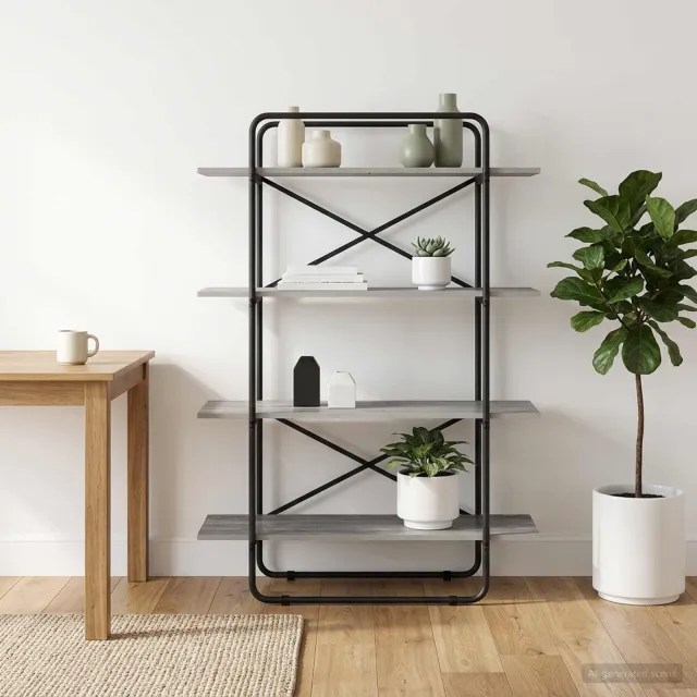 vidaXL Boekenrek 4-laags 100 x 35 x 140 cm PB Grijs Sonoma, foto 2