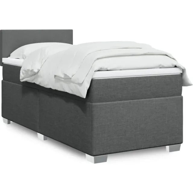 vidaXL Boxspring met matras stof donkergrijs 100x200 cm grijs