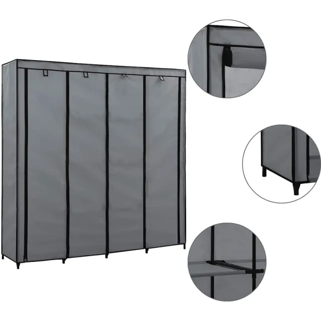vidaXL Kledingkast met 4 vakken 175x45x170 cm grijs