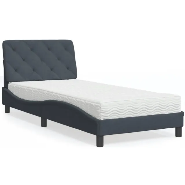 vidaXL Bed met matras fluweel donkergrijs 90x200 cm