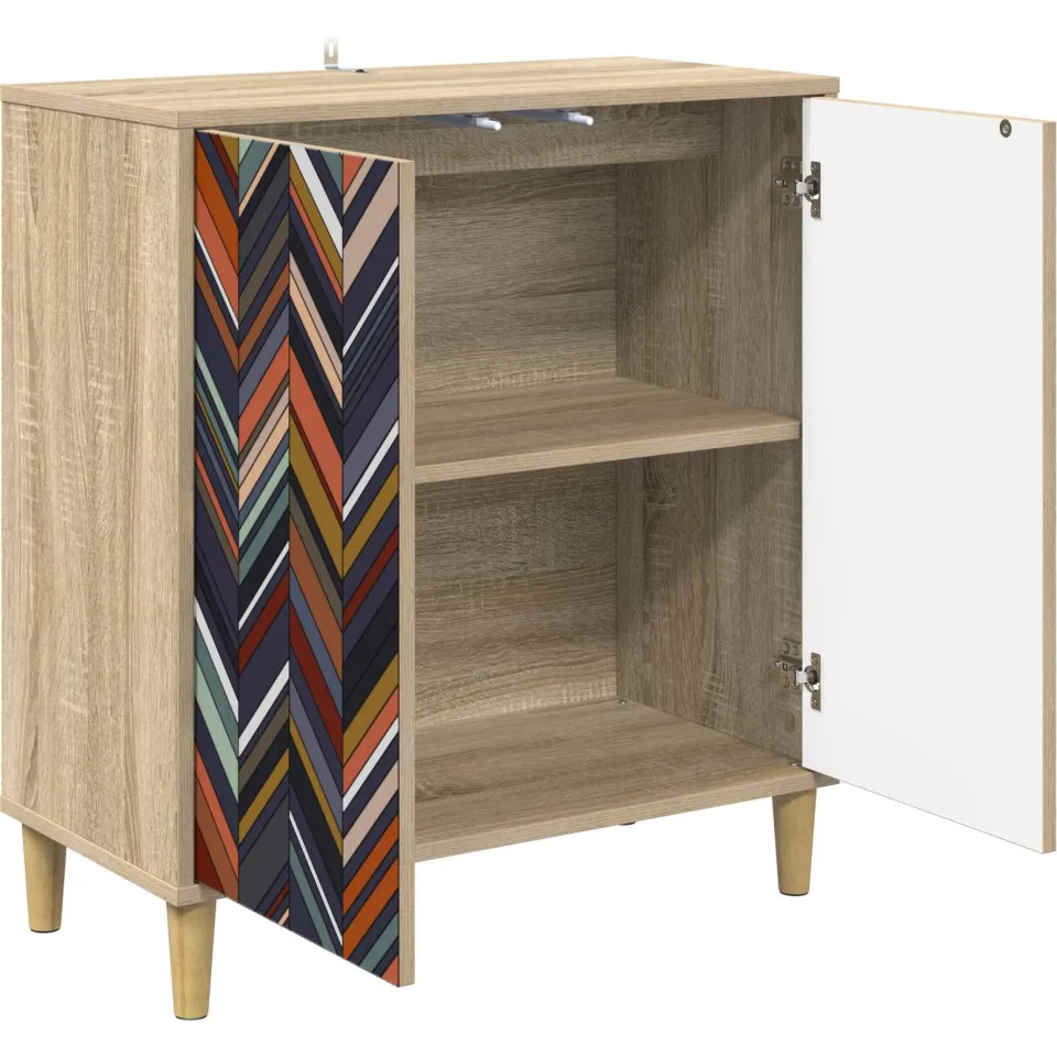 vidaXL Dressoir OMMEN Sonoma 69 x 33 x 75 cm Bewerkt hout Bruin