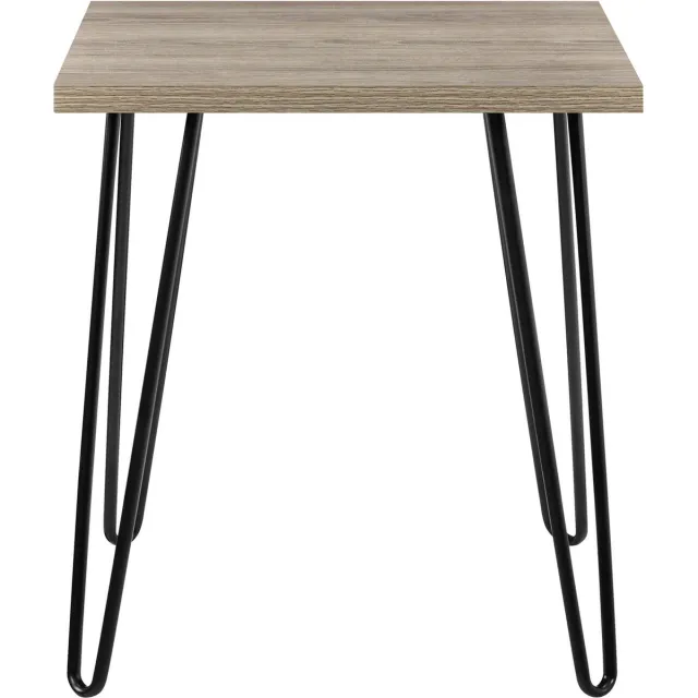 Notio Living Owen Vierkante Bijzettafel - Rustic Oak Look met Metalen Hairpin Poten Bruin