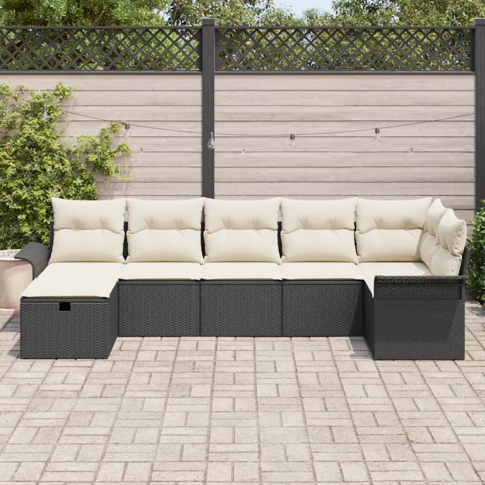 vidaXL Tuin Sofa Set 7 st Poly riet beige, foto 3