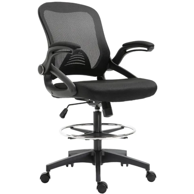 ZYLARO Bureaustoel met Voetensteun - Sta-stoel - In Hoogte Verstelbaar - Draaibaar - Kantoorstoel - Gamestoel - Volwassenen Stoel - Computerstoel - 64 x 60 x 106-126 cm - Zwart